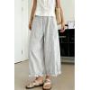 image:imagechouyatou Women Summer Ruffle Hem Cotton Linen Pants Cute Elastic Waist Crop Casual Wide Leg Palazzo PantsLight Grey
