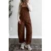 image:imagechouyatou Women Y2K Polka Dot Denim Bib Overalls Wide Leg Boyfriend Baggy Barrel Jeans Overalls JumpsuitsBrown