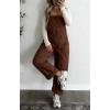 image:imagechouyatou Women Y2K Polka Dot Denim Bib Overalls Wide Leg Boyfriend Baggy Barrel Jeans Overalls JumpsuitsBrown