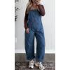 image:imagechouyatou Women Y2K Polka Dot Denim Bib Overalls Wide Leg Boyfriend Baggy Barrel Jeans Overalls JumpsuitsDark Blue