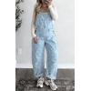 image:imagechouyatou Women Y2K Polka Dot Denim Bib Overalls Wide Leg Boyfriend Baggy Barrel Jeans Overalls JumpsuitsLight Blue