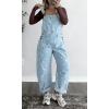 image:imagechouyatou Women Y2K Polka Dot Denim Bib Overalls Wide Leg Boyfriend Baggy Barrel Jeans Overalls JumpsuitsLight Blue