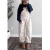 image:imagechouyatou Women Y2K Polka Dot Denim Bib Overalls Wide Leg Boyfriend Baggy Barrel Jeans Overalls JumpsuitsWhite Blue