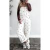 image:imagechouyatou Women Y2K Polka Dot Denim Bib Overalls Wide Leg Boyfriend Baggy Barrel Jeans Overalls JumpsuitsWhite Brown