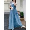 image:imagechouyatou Womens Baggy Adjustable Strap Denim Bib Overall Jeans Boyfriend Wide Leg Drawstring Denim Pant JumpsuitsBlue