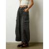 image:imagechouyatou Womens Baggy Wide Leg Jeans Polka Dot Printed Denim Palazzo Pants Crop Y2K Boyfriend JeansBlack