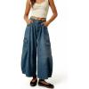 image:imagechouyatou Womens Baggy Wide Leg Jeans Polka Dot Printed Denim Palazzo Pants Crop Y2K Boyfriend JeansBlue
