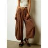 image:imagechouyatou Womens Baggy Wide Leg Jeans Polka Dot Printed Denim Palazzo Pants Crop Y2K Boyfriend JeansBrown