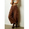 image:imagechouyatou Womens Baggy Wide Leg Jeans Polka Dot Printed Denim Palazzo Pants Crop Y2K Boyfriend JeansBrown