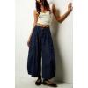 image:imagechouyatou Womens Baggy Wide Leg Jeans Polka Dot Printed Denim Palazzo Pants Crop Y2K Boyfriend JeansDark Blue