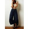 image:imagechouyatou Womens Baggy Wide Leg Jeans Polka Dot Printed Denim Palazzo Pants Crop Y2K Boyfriend JeansDark Blue