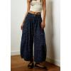 image:imagechouyatou Womens Baggy Wide Leg Jeans Polka Dot Printed Denim Palazzo Pants Crop Y2K Boyfriend JeansDark Blue