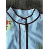 image:imagechouyatou Womens Boho Floral Button Down Belted Shirt Mini Dress Short Sleeve Cotton Tunic Beach Dress with PocketsBlue
