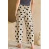 image:imagechouyatou Womens Boho Polka Dot Floral Wide Leg Jeans Y2k Baggy Barrel Jeans High Waisted Denim Palazzo PantsBeige