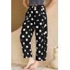 image:imagechouyatou Womens Boho Polka Dot Floral Wide Leg Jeans Y2k Baggy Barrel Jeans High Waisted Denim Palazzo PantsBlack
