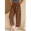 image:imagechouyatou Womens Boho Polka Dot Floral Wide Leg Jeans Y2k Baggy Barrel Jeans High Waisted Denim Palazzo PantsBrown