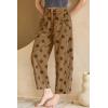 image:imagechouyatou Womens Boho Polka Dot Floral Wide Leg Jeans Y2k Baggy Barrel Jeans High Waisted Denim Palazzo PantsKhaki