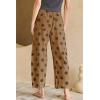 image:imagechouyatou Womens Boho Polka Dot Floral Wide Leg Jeans Y2k Baggy Barrel Jeans High Waisted Denim Palazzo PantsKhaki