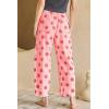 image:imagechouyatou Womens Boho Polka Dot Floral Wide Leg Jeans Y2k Baggy Barrel Jeans High Waisted Denim Palazzo PantsPink