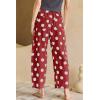 image:imagechouyatou Womens Boho Polka Dot Floral Wide Leg Jeans Y2k Baggy Barrel Jeans High Waisted Denim Palazzo PantsRed