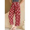 image:imagechouyatou Womens Boho Polka Dot Floral Wide Leg Jeans Y2k Baggy Barrel Jeans High Waisted Denim Palazzo PantsRed