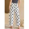 image:imagechouyatou Womens Boho Polka Dot Floral Wide Leg Jeans Y2k Baggy Barrel Jeans High Waisted Denim Palazzo PantsWhite