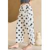 image:imagechouyatou Womens Boho Polka Dot Floral Wide Leg Jeans Y2k Baggy Barrel Jeans High Waisted Denim Palazzo PantsWhite