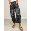 image:imagechouyatou Womens Bow Print Mid Rise Barrel Jeans Wide Leg Baggy Loose Y2k Boyfriend Denim Pants JeansBlack