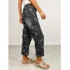 image:imagechouyatou Womens Bow Print Mid Rise Barrel Jeans Wide Leg Baggy Loose Y2k Boyfriend Denim Pants JeansBlack