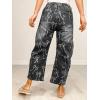 image:imagechouyatou Womens Bow Print Mid Rise Barrel Jeans Wide Leg Baggy Loose Y2k Boyfriend Denim Pants JeansBlack
