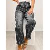 image:imagechouyatou Womens Bow Print Mid Rise Barrel Jeans Wide Leg Baggy Loose Y2k Boyfriend Denim Pants JeansBlack