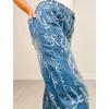 image:imagechouyatou Womens Bow Print Mid Rise Barrel Jeans Wide Leg Baggy Loose Y2k Boyfriend Denim Pants JeansBlue