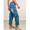 image:imagechouyatou Womens Bow Print Mid Rise Barrel Jeans Wide Leg Baggy Loose Y2k Boyfriend Denim Pants JeansBlue