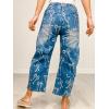 image:imagechouyatou Womens Bow Print Mid Rise Barrel Jeans Wide Leg Baggy Loose Y2k Boyfriend Denim Pants JeansBlue
