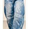 image:imagechouyatou Womens Bow Print Mid Rise Barrel Jeans Wide Leg Baggy Loose Y2k Boyfriend Denim Pants JeansBlue
