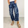 image:imagechouyatou Womens Bow Print Mid Rise Barrel Jeans Wide Leg Baggy Loose Y2k Boyfriend Denim Pants JeansDark Blue