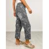image:imagechouyatou Womens Bow Print Mid Rise Barrel Jeans Wide Leg Baggy Loose Y2k Boyfriend Denim Pants JeansGrey