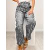image:imagechouyatou Womens Bow Print Mid Rise Barrel Jeans Wide Leg Baggy Loose Y2k Boyfriend Denim Pants JeansGrey