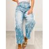image:imagechouyatou Womens Bow Print Mid Rise Barrel Jeans Wide Leg Baggy Loose Y2k Boyfriend Denim Pants JeansLight Blue