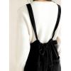 image:imagechouyatou Womens Boyfriend Baggy Corduroy Overalls Adjustable Strap Wide Leg Jumpsuit Pants with PocketsBlack