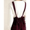 image:imagechouyatou Womens Boyfriend Baggy Corduroy Overalls Adjustable Strap Wide Leg Jumpsuit Pants with PocketsBurgundy