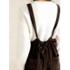 image:imagechouyatou Womens Boyfriend Baggy Corduroy Overalls Adjustable Strap Wide Leg Jumpsuit Pants with PocketsCoffee