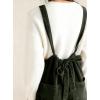 image:imagechouyatou Womens Boyfriend Baggy Corduroy Overalls Adjustable Strap Wide Leg Jumpsuit Pants with PocketsGreen