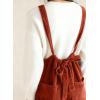 image:imagechouyatou Womens Boyfriend Baggy Corduroy Overalls Adjustable Strap Wide Leg Jumpsuit Pants with PocketsOrange