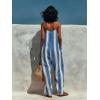 image:imagechouyatou Womens Casual Striped Wide Leg Overalls Boho Hippie Baggy Jumpsuit Loose Fit Flowy Romper Overall PantsBlue
