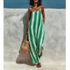 image:imagechouyatou Womens Casual Striped Wide Leg Overalls Boho Hippie Baggy Jumpsuit Loose Fit Flowy Romper Overall PantsGreen