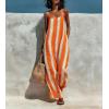 image:imagechouyatou Womens Casual Striped Wide Leg Overalls Boho Hippie Baggy Jumpsuit Loose Fit Flowy Romper Overall PantsOrange