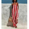image:imagechouyatou Womens Casual Striped Wide Leg Overalls Boho Hippie Baggy Jumpsuit Loose Fit Flowy Romper Overall PantsRed