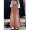 image:imagechouyatou Womens Distressed Baggy Denim Bib Overalls Adjustable Strap Loose Fit Jeans Overall Pants Wide Leg JumpsuitBrown