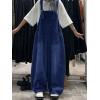 image:imagechouyatou Womens Distressed Baggy Denim Bib Overalls Adjustable Strap Loose Fit Jeans Overall Pants Wide Leg JumpsuitDark Blue
